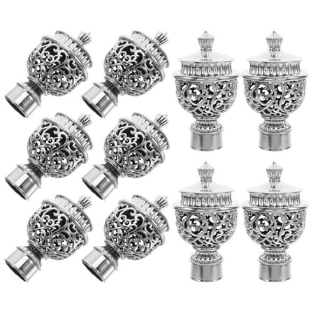 Hemobllo Roman Curtain Rod Fittings Curtain Rod Pole Finials Silver ABS 12Pcs for Home Decor