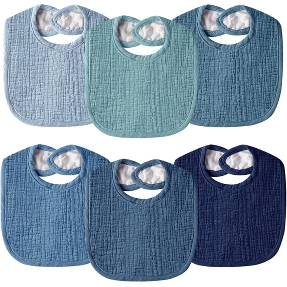 Muslin Baby Bibs for Unisex Boys Girls, Cotton Drool Bibs, Adjustable Newborn Bibs for Drooling and Teething