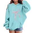 thumbnail image 4 of RUTAYY Girls Pullover Hoodie Cross with Pink Bow Graphic Long Sleeve Casual Fall Sweatshirt with Front Pocket for Kids, 4 of 4