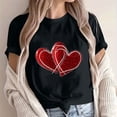 thumbnail image 2 of WREESH Womens Graphic Tshirt Valentine's Day Heart Printed Short Sleeve Tees Tops for 2025 Fashion T-Shirts Black, 2 of 5