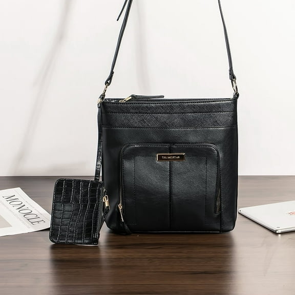 Women Crossbody Bag Black Color Messenger Bag Multi-pocket Shoulder Purse for Commuting Traveling