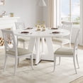 thumbnail image 3 of PYY 47.2" Round Dining Table for 4-6 People, Mid-Century Modern Kitchen Table with Sturdy Wooden Legs & Premium MDF Top, Antique White Circle Dining Room Furniture for Small Space, 3 of 8