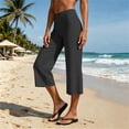 thumbnail image 2 of Workout Leggings Dqueduo Women's Fashion Solid Color Elastic Waist Yoga Capris Pants Gray XL, 2 of 7
