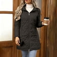 thumbnail image 6 of vdgthytj Winter Coats for Women Long Sleeve Full Zip Stand Collar Diamond Quilted Mid Length Puffer Jacket Winter Lightweight Casual Outerwear(Large,Black), 6 of 8