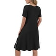 thumbnail image 4 of JuneFish Women's Summer Short Sleeve Casual Dress Patchwork Design Dress with Pockets, 4 of 6