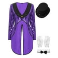 thumbnail image 1 of inlzdz Womens Circus Ringleader Costume Swallow-tailed Coat Jacket Outfits Magician Cosplay Costume Purple L, 1 of 7