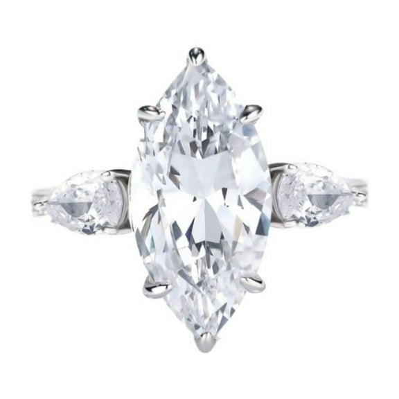 Exquisite 5 Carat Lab Created Moissanite Rings for Women Marquise Cut D Color VVS1 925 Sterling Silver Diamond Engagement Rings Ideal Choice for Couple Parties Date Travel