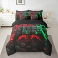 thumbnail image 2 of Castle Fairy Black Video Game Bedding Comforter Set,Geometric Honeycomb Full Bedding Set, 2 of 8