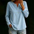 thumbnail image 6 of Levmjia Women's Solid Color V Neck Sweater Long Sleeve Button Detail Loose Fit Casual Knit Pullover Top for Fall Winter, 6 of 8