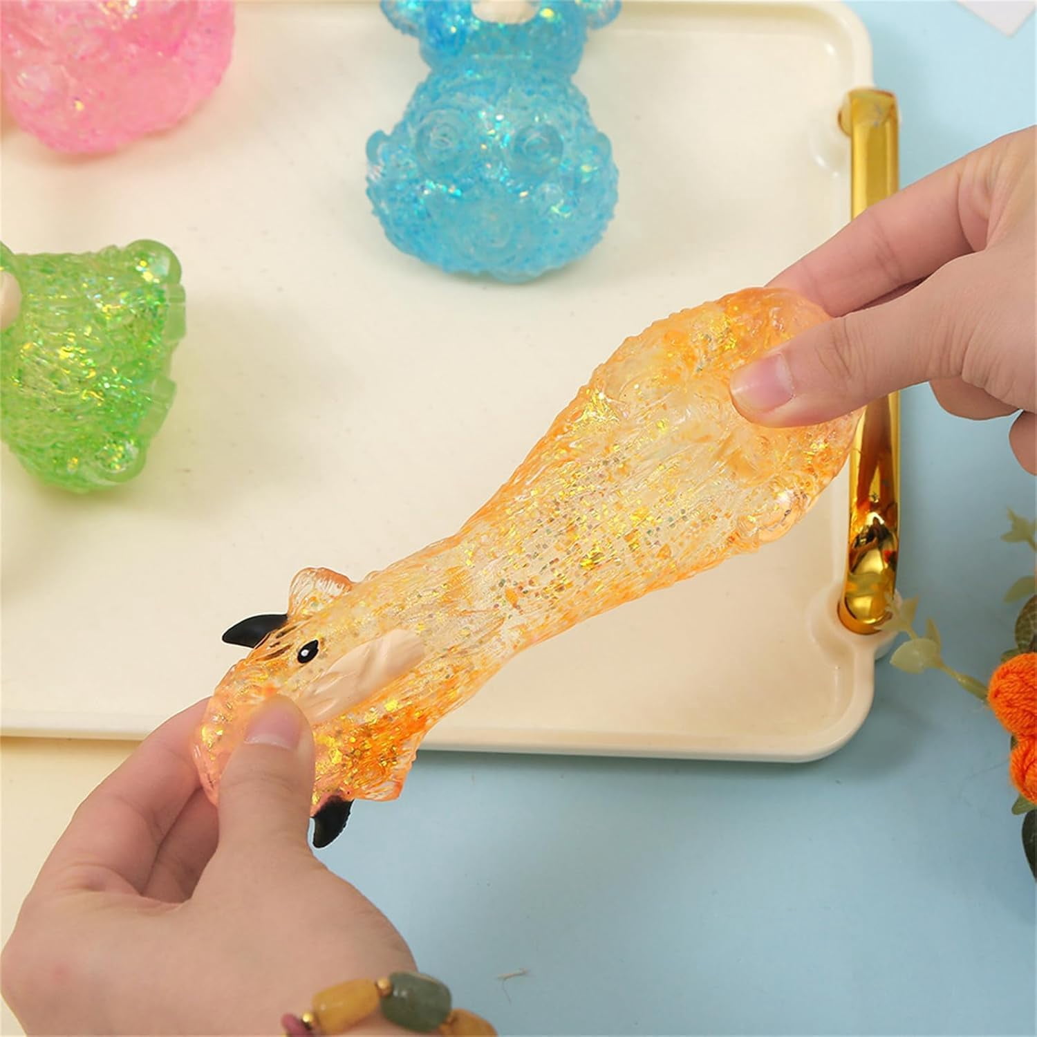 Glitter Highland Cow Fidget - Soft Slow Rising Stress Ball, Sparkly Squeeze for Adults, Cute Cow Lover