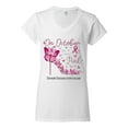 thumbnail image 2 of Wild Bobby In October We Wear Pink Diamond Heel Breast Cancer Awareness Women Standard V-Neck Tee, White, Medium, 2 of 6