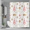 thumbnail image 5 of Christmas Shower Curtain, Pink Xmas Tree Pattern Star Feather Gifts Holiday Cute Winter Bath Curtain Waterproof Fabric with Hooks for Home Decor, 72Wx84H, 5 of 6