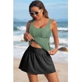 thumbnail image 3 of Versatile Swimwear Set: Mist Green Solid Color Tankini and Attached Panty Skort | [ZhiHiMeRi] | (US 8-10)M, 3 of 12