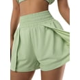 thumbnail image 5 of Hanerdun Women Running Shorts Double Layers Athletic Bottom Female Yoga Pant Green L, 5 of 5