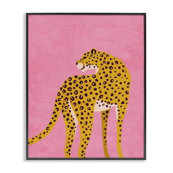 Stupell Industries Modern Leopard on Pink Serenade Black Framed Giclee Art, 11 x 14, by Kim Allen
