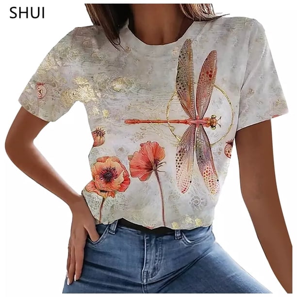 Camiseta de música, camiseta Sexy a la moda para mujer, novedad de verano 2023, camiseta holgada con estampado Floral XL para mujer, Top estampado 3D con patrón abstracto encantador Tan Jianjun unisex
