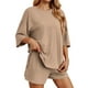 thumbnail image 1 of Conjunto deportivo para mujer: camiseta de cuello redondo y pantalones cortos deportivos. Poliéster transpirable. Lavable a máquina. Primavera/verano. XS-XXXXL., 1 of 7