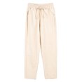 thumbnail image 1 of Frontwalk Women Casual Elastic Waist Bottom Pants Drawstrinig Mid Waisted Cotton Solid Color Sports Trousers, 1 of 2