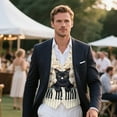 thumbnail image 3 of Yuyamidu Black Cat Men's Suit Vest Size S Music Note V Neck Business Dress Vests Slim Fit Formal Wedding Waistcoat with Adjustable Back Strap, 3 of 7
