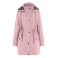 thumbnail image 5 of larppty Women Rain Jacket Lightweight Waterproof Raincoat Outdoor Hooded Windbreaker Trench Coat (Pink, XL), 5 of 7