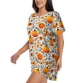 thumbnail image 2 of Fotbe Autumn Pumpkin Blossoms Print Pajama Set for Women 2 Piece Loungewear Short Sleeve Tops and Shorts Set Soft Sleepwear-X-Large, 2 of 7