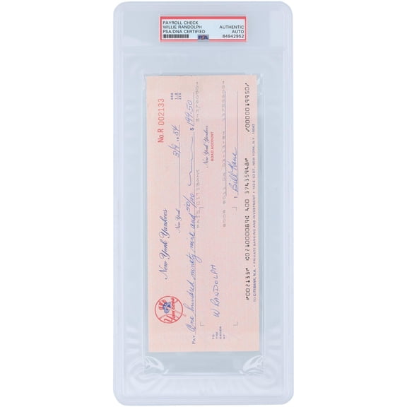 Willie Randolph New York Yankees Autographed Check from March 9, 1984 - PSA 84942952 - Fanatics Authentic Certified