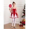 thumbnail image 6 of YIZYIF Kids Girls Christmas Mesh Ballet Tutu Dress Candy Cane Costume Spaghetti Straps Stripes Print Figure Skating Dress Red 10, 6 of 7