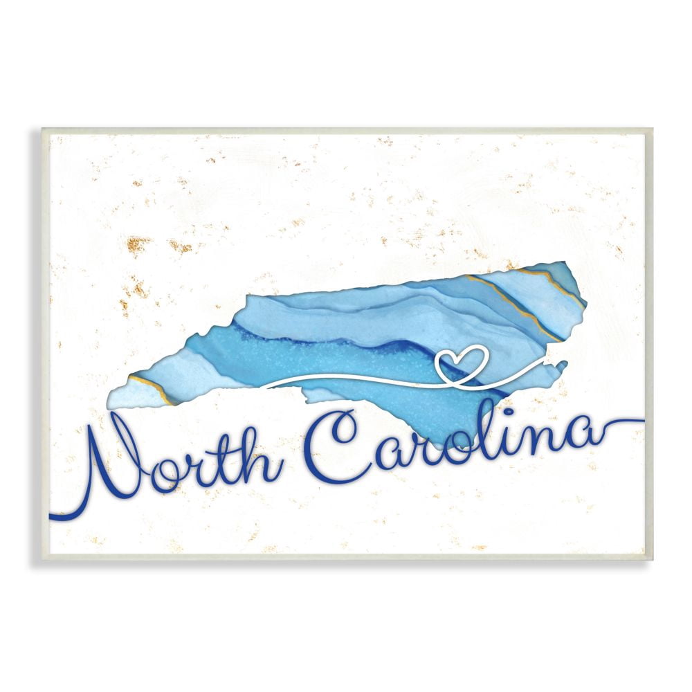 Stupell Industries North Carolina Agate Blue US State Design Wall Plaque by Ziwei Li