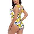 thumbnail image 5 of Yiaed Tropical Lemon Print Women's Ruffled One Piece Swimsuit V Neck Swimwear Slimming Monokini for Woman-Large, 5 of 8