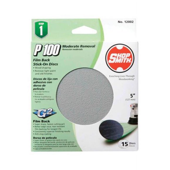 Shopsmith 12002 5 in. Film Back 100 Grit Stick-On Sanding Disc