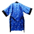 thumbnail image 3 of Reversible Thai Silk Unisex Classic Kimono Gown Bath Robe Pajamas Sleepwear - Blue, 3 of 4
