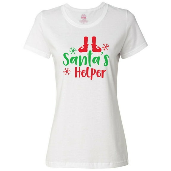 Inktastic Santa's Helper, Elf Shoes, Snowflakes, Christmas Women's T-Shirt