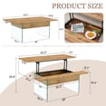 thumbnail image 5 of Lift Top Coffee Table Glass Black Modern Rising Tabletop with Hidden Storage Shelf Non-Slip for Home Living Room Office, Natural, 5 of 8