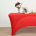 thumbnail image 3 of Efavormart 8FT Red Open Back Stretch Spandex Table Cover, Rectangular Fitted Tablecloth, 3 of 11