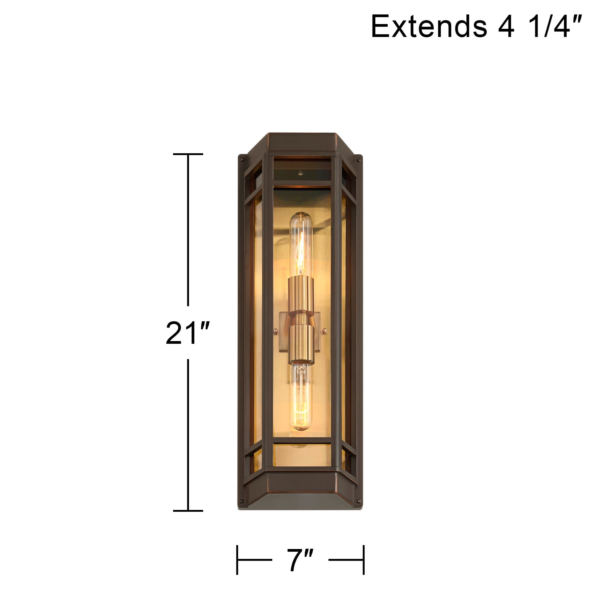 John Timberland Catie 21" High Modern 2-Light Outdoor Wall Light Fixture Mount Porch House Sand Bronze and Brass Finish Aluminum