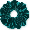thumbnail image 3 of Velvet Scrunchies King Size Jade Dark XXL Plush Ponytail Holders Oversized Big Made in the USA, 3 of 7