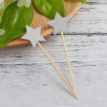 COSMOBETTY Cake Cupcake Toppers Silver Star 50Pcs 1.0In