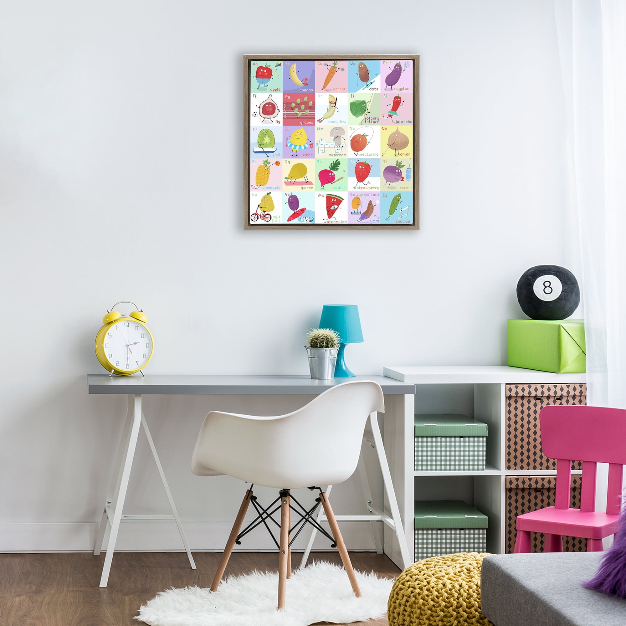 Stupell Industries Sporty Fruit Educational Brown Framed Floater Canvas Wall Art, design by Carla Daly