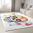 thumbnail image 2 of Machine Washable Area Rug 8x10 ft for Dining Room, Bedroom, and Living Room, Colorful Sugar Skull Flower Stain and Water-Resistant Non-Slip Rug, Pet and Kid Friendly, 2 of 7