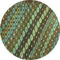 thumbnail image 1 of Ahgly Company Indoor Round Abstract Turquoise Blue Contemporary Area Rugs, 6' Round, 1 of 4