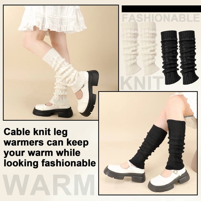 Bocaoying 4-Pack Thermal Cable Knit Leg Warmers for Women photo 3