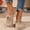 Khaki, variant on Women's Knit Lace-Up Mules, Closed Toe with Crochet Detail, Breathable Comfort Footwear Beige 40