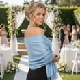 thumbnail image 3 of Pashmina Shawls Scarf for Women Large Silky Wraps for Evening Dress Bridesmaid Wedding Winter BabyBlue, 3 of 7