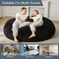thumbnail image 6 of Hobestluk 6ft Large Bean Bag Chair for Adults, Chevron Plush Fur Cover Beanbag Sofa for Living Room Bedroom Dorm Office, Black （70"x70"x15"）, 6 of 8
