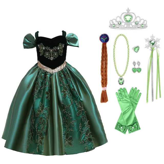 Frozen Anna Robe de Couronnement de Luxe Costume pour Filles Accessoires de Princesse Fête Halloween Noël Jeu de Rôle