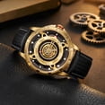thumbnail image 5 of BERNY Mens Skeleton Automatic Watch, Luxury Fashion Self Winding Mechanical Watch with Leather Strap, Exhibition Caseback, Sapphire Crystal, Luminous 50M Waterproof Watches for Mens Gifts (Gold), 5 of 13
