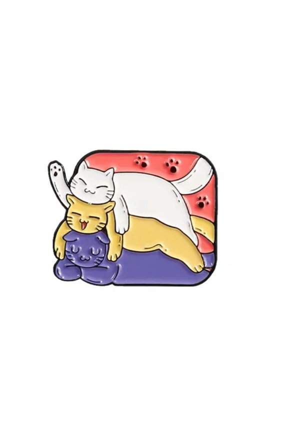 cat flower brooch Cute cat having fun playing with brooch cat swinging brooch -3