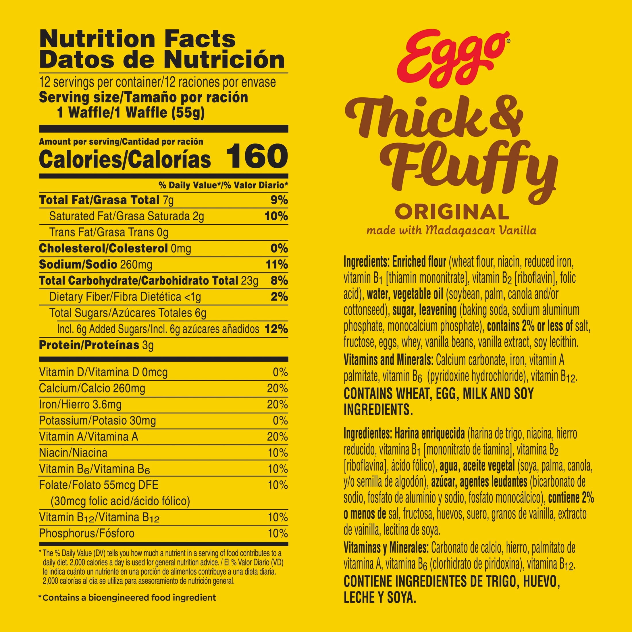 Eggo Thick and Fluffy Original Waffles, Breakfast Food, 23.2 oz, 12 Count (Frozen)