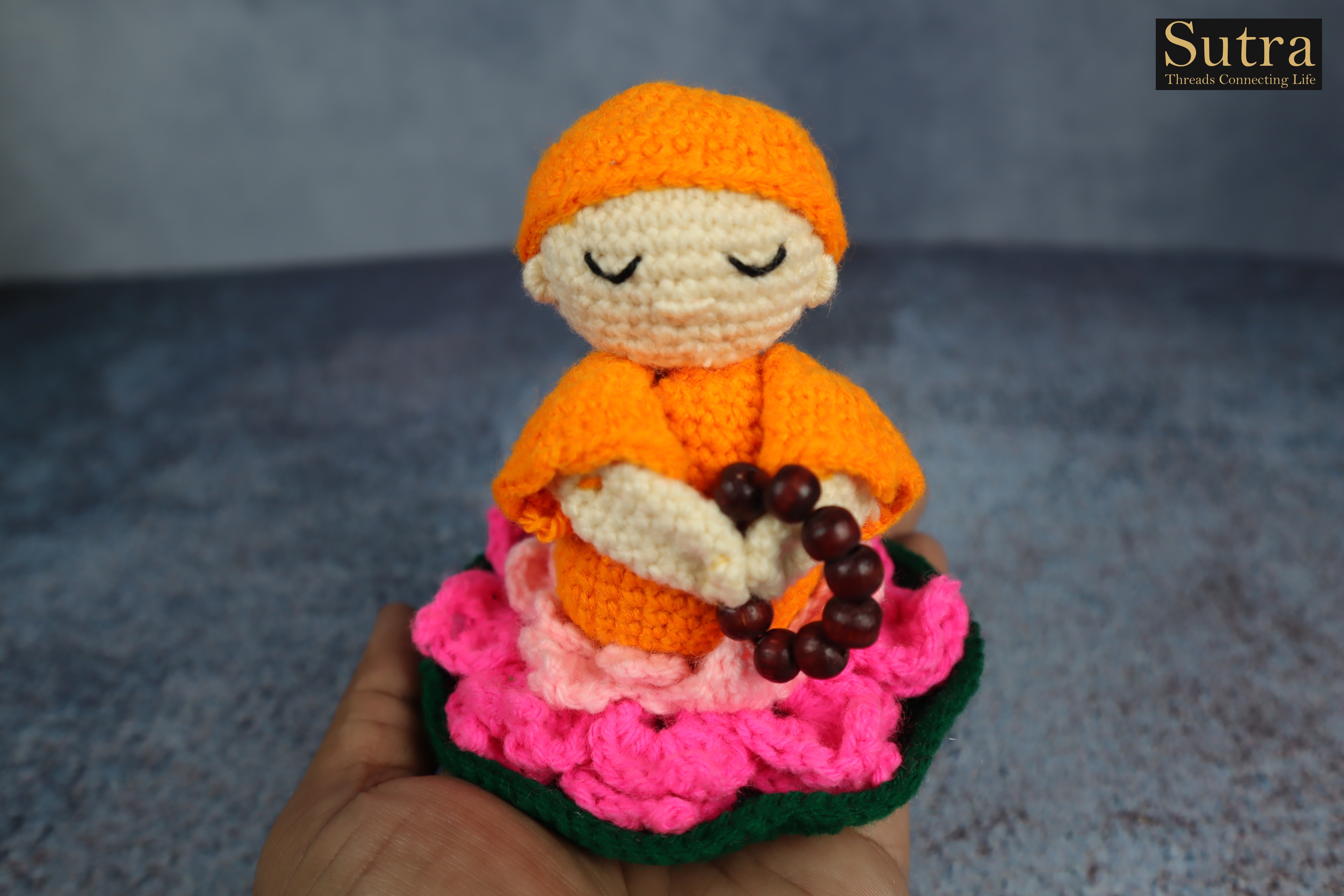 Gift for religious friends,Serene and Artistic Home Décor, Crochet buddha doll, Amigurumi big buddha, Happy monk