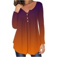 thumbnail image 1 of Camisas Para Mujer Camiseta Casual Impreso Manga Larga Cuello Redondo Fruncido Jersey Blusa Tops Odeerbi  ODB128327, 1 of 6